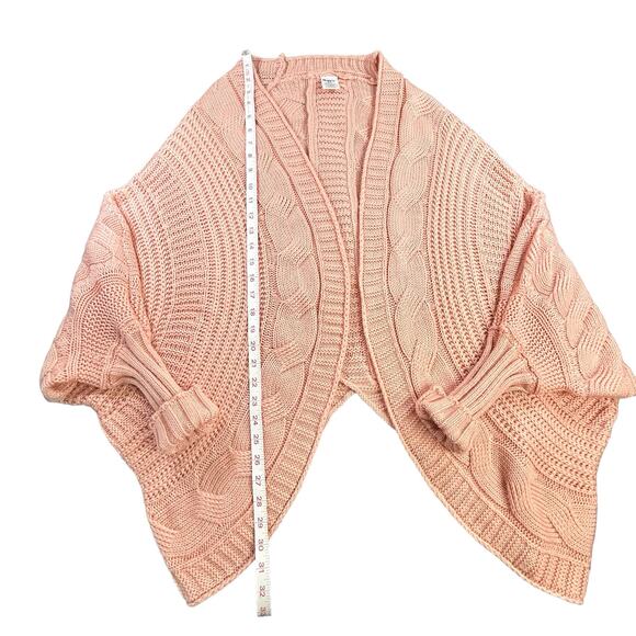 Military Hippie Open Sweater One Size Salmon Pink Braided Knit Boho Cozycore Top - Picture 11 of 11